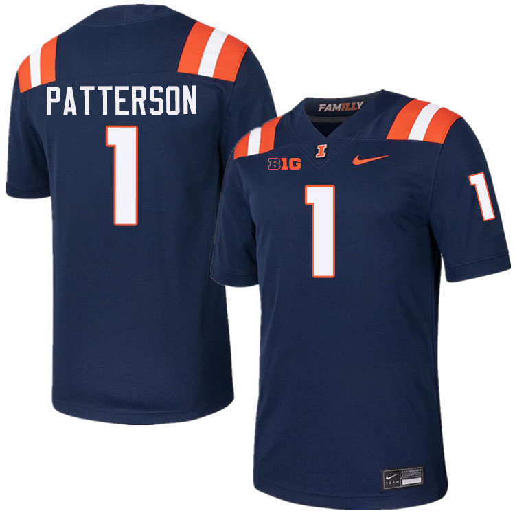 #1 Kaleb Patterson Illinois Fighting Illini Football Jersey,Uniforms-Navy #1 Kaleb Patterson Illinois Fighting Illini Football Jersey,Uniforms-Navy